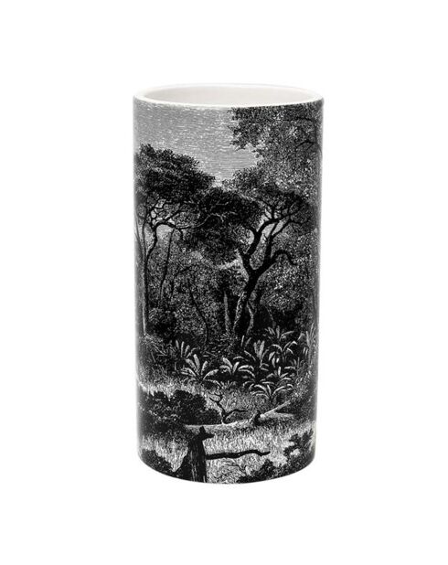 Vase en Céramique cylindre Black Forest noir - 12.8x25x12.8 cm