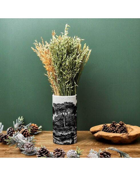 Vase en Céramique cylindre Black Forest noir - 12.8x25x12.8 cm