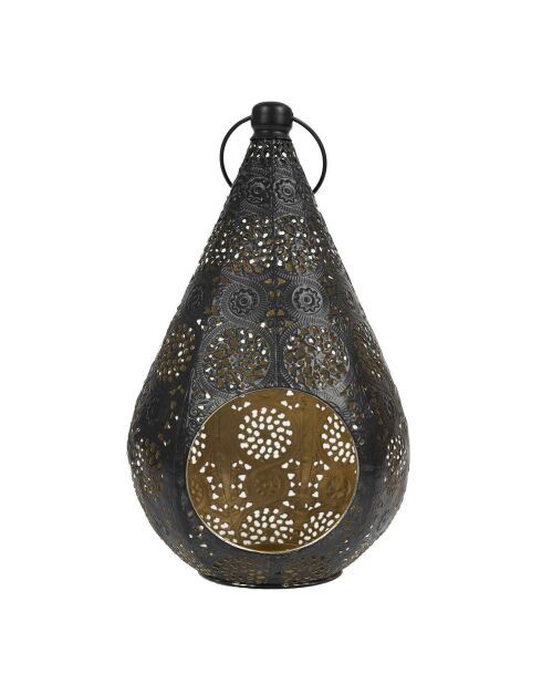 Farol negro de metal calado Mirage - 33x17,5x19 cm