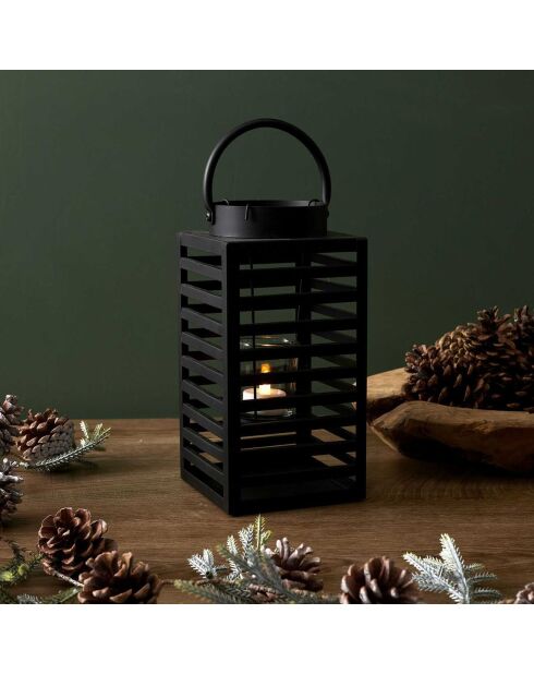 Farol de metal negro - 11x24,5x11 cm