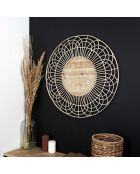 Horloge en Rotin marron/blanc - 70x70x4.5 cm