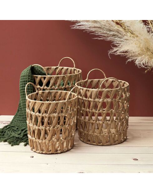 3 Paniers ajourés avec anse marron