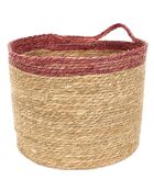 3 Paniers tressés bicolores marron/rouge