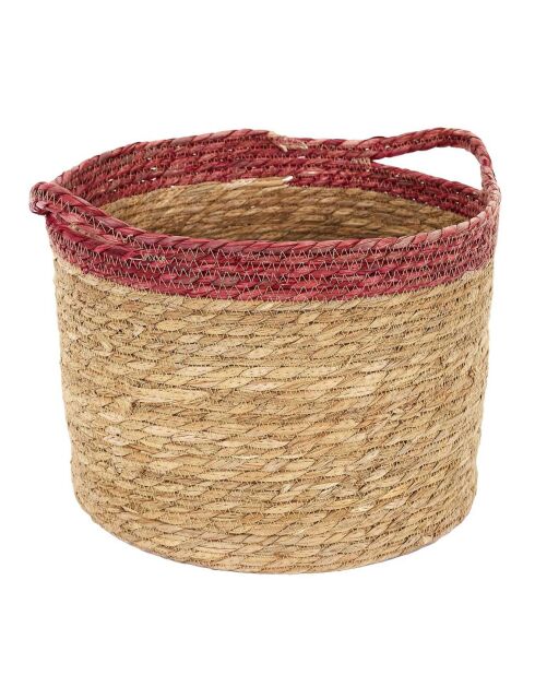 3 Paniers tressés bicolores marron/rouge