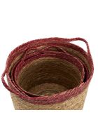 3 Paniers tressés bicolores marron/rouge