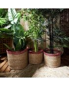 3 Paniers tressés bicolores marron/rouge