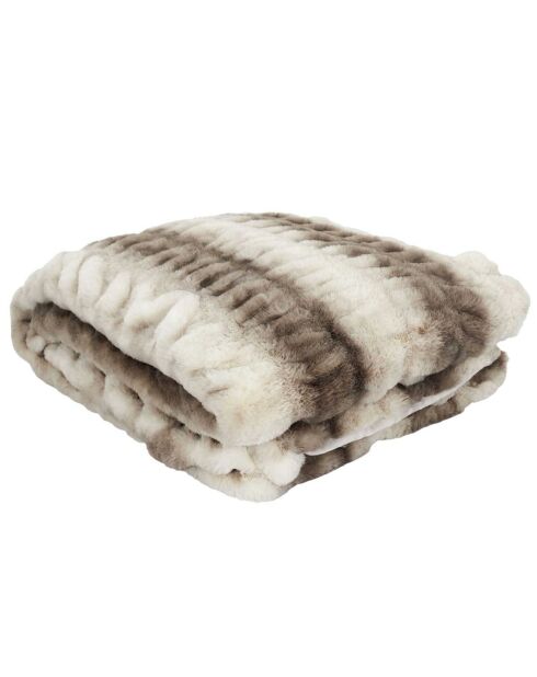 Plaid imitation fourrure luxury blanc/marron - 140x200 cm
