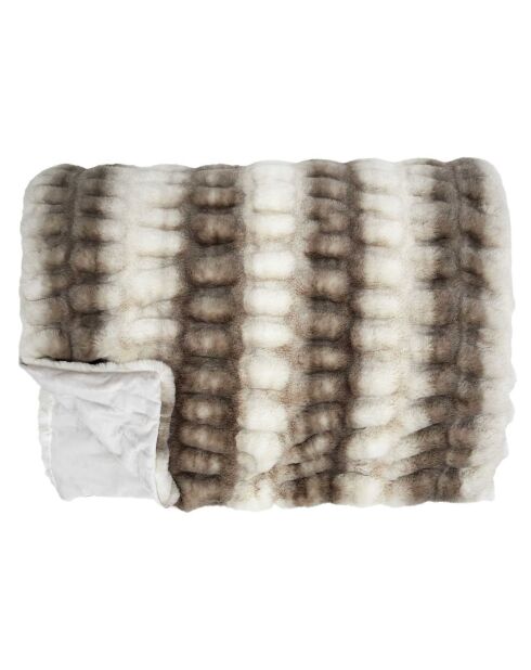 Plaid imitation fourrure luxury blanc/marron - 140x200 cm