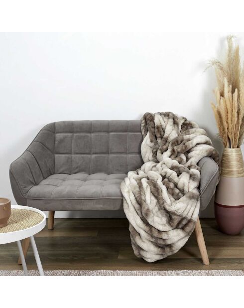 Plaid imitation fourrure luxury blanc/marron - 140x200 cm