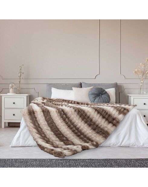 Plaid imitation fourrure luxury blanc/marron - 140x200 cm