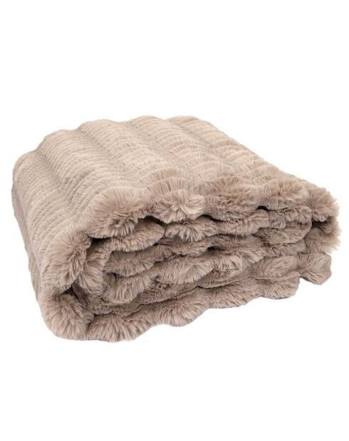 Plaid imitation fourrure Opulence taupe - 120x150 cm
