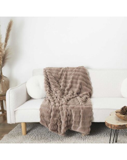 Plaid imitation fourrure Opulence taupe - 120x150 cm