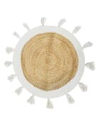 Tapis rond en Jute & pompons beige - 80x80 cm