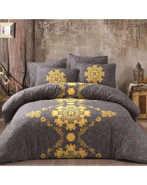 Parure housse de couette Saltanat gris/jaune