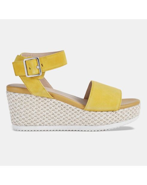 Sandali in velluto di capra giallo Lipari - tacco 7 cm