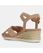 Sandales en Velours de Cuir Ischia beiges - Talon 5,5 cm