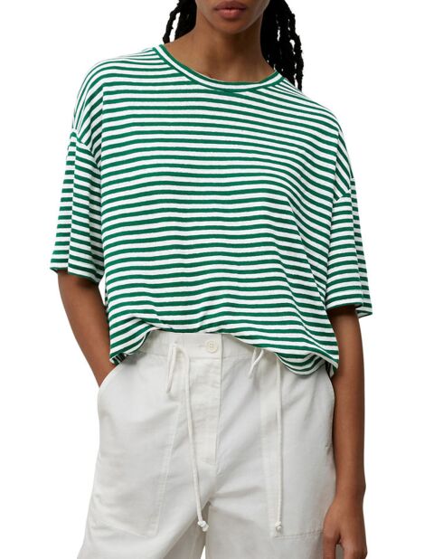 Gestreept groen/wit T-shirt van 100% linnen