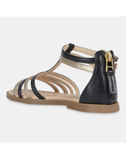 Sandales Karly à brides tricolores et zip à l'arrière noires