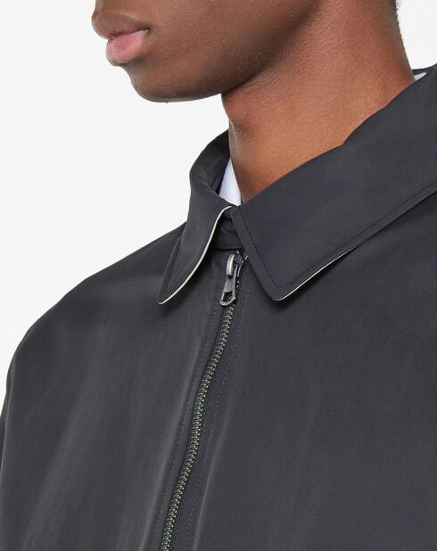 Blouson en toile uni bleu foncé