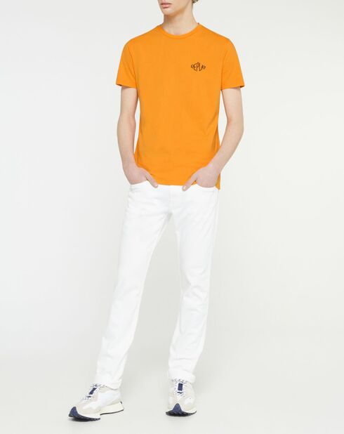 T-shirt in cotone biologico a manica corta con logo Orange Replay Heart