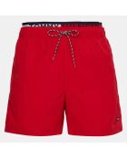 Short de bain bande élastique rouge