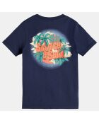 T-Shirt scotch palmier bleu marine