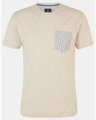 T-Shirt poche fantaisie beige chiné