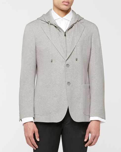 Blazer Hoodie à capuche amovible gris clair