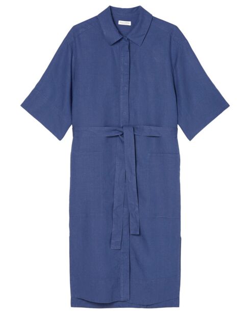 Robe Chemise 100% Lin Mid bleu moyen