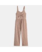 Combinaison en Coton bio sans manches rayé marron/blanc