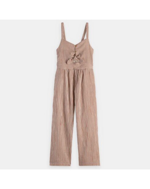 Combinaison en Coton bio sans manches rayé marron/blanc