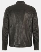 Blouson en Cuir d'Agneau Black Zip noir