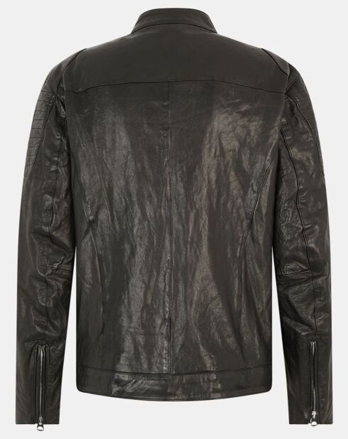 Blouson en Cuir d'Agneau Black Zip noir