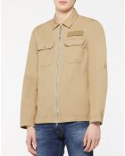 Veste en Coton & Lin Military Patch beige