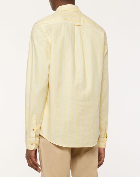 Chemise en Coton Bio Oxford mélangé Slim Fit jaune clair