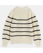 Pull Marinière en Maille de coton rayé écru/marine