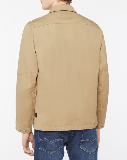 Veste en Coton & Lin Military Patch beige