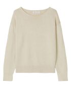 Pull en Coton & Lin Col Bateau beige clair