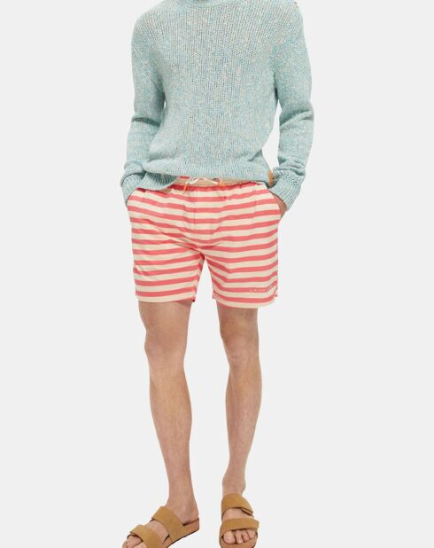 Pantalones cortos de baño a rayas color crudo/naranja