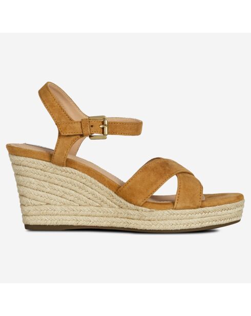 Camel Sun Goat Ledersandalen aus Samt - 8 cm Absatz