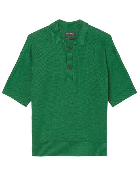 Polo 100% Lin manches courtes Maille vert emeraude