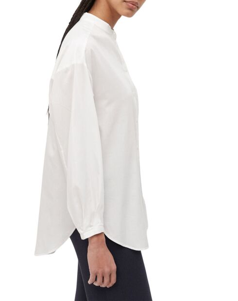 Ecrufarbenes Langarmhemd mit Maokragen