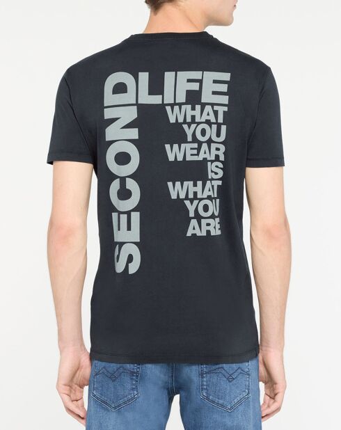 T-shirt a maniche corte con tasca nera