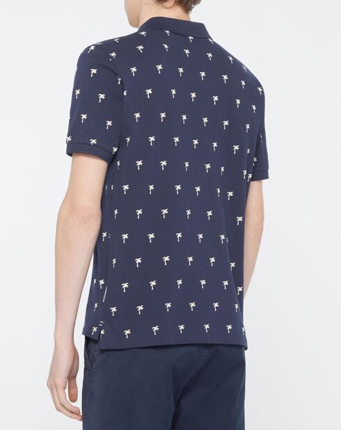 Polo 100% Coton Bio Regular Fit imprimé palmiers bleu marine
