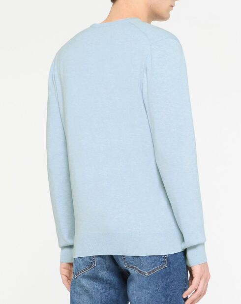 Pull en Coton & Soie col V bleu ciel