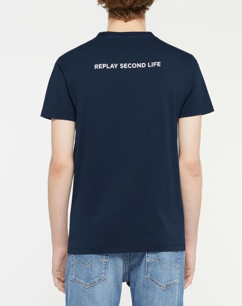 T-Shirt en Coton Organique manches courtes Logo Replay Heart bleu foncé