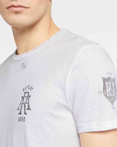 Weißes Kurzarm-T-Shirt mit Buchstabenlogo