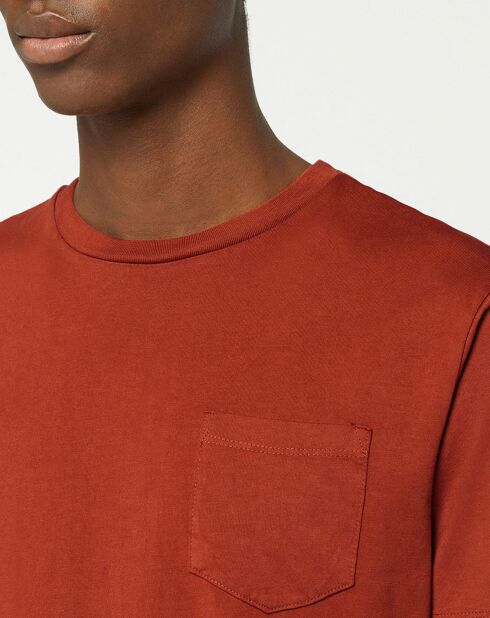 Burgunderfarbenes Kurzarmshirt mit Tasche