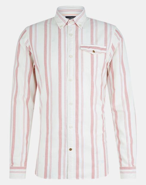 Chemise 100% Coton Bio Slim Fit à rayures rose/blanc