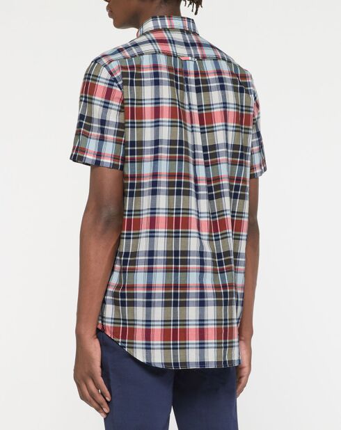 Chemise à carreaux Madras bleue